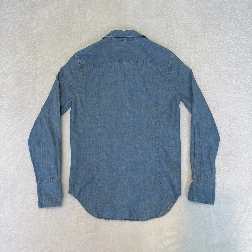 J. Crew 100% Cotton Chambray Tuxedo Pleat Button Down Shirt‎ Women’s 6